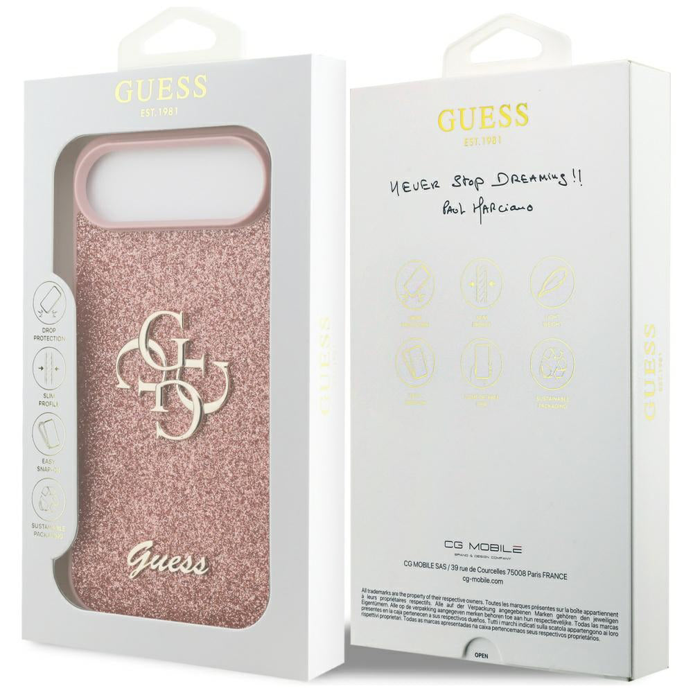 Custodia per Apple iPhone 17 Air, Guess, Fixed Glitter Big 4G, Rosa