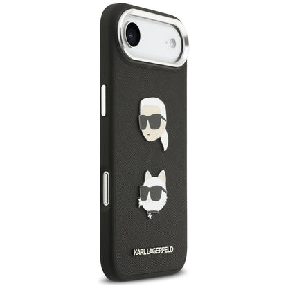 Case for Apple iPhone 17 Air, Karl Lagerfeld, Grained Karl & Choupette's Heads Pins and Logo, Black