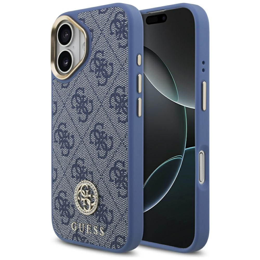 Custodia per Apple iPhone 17, Guess, 4G Strass Logo, Blu