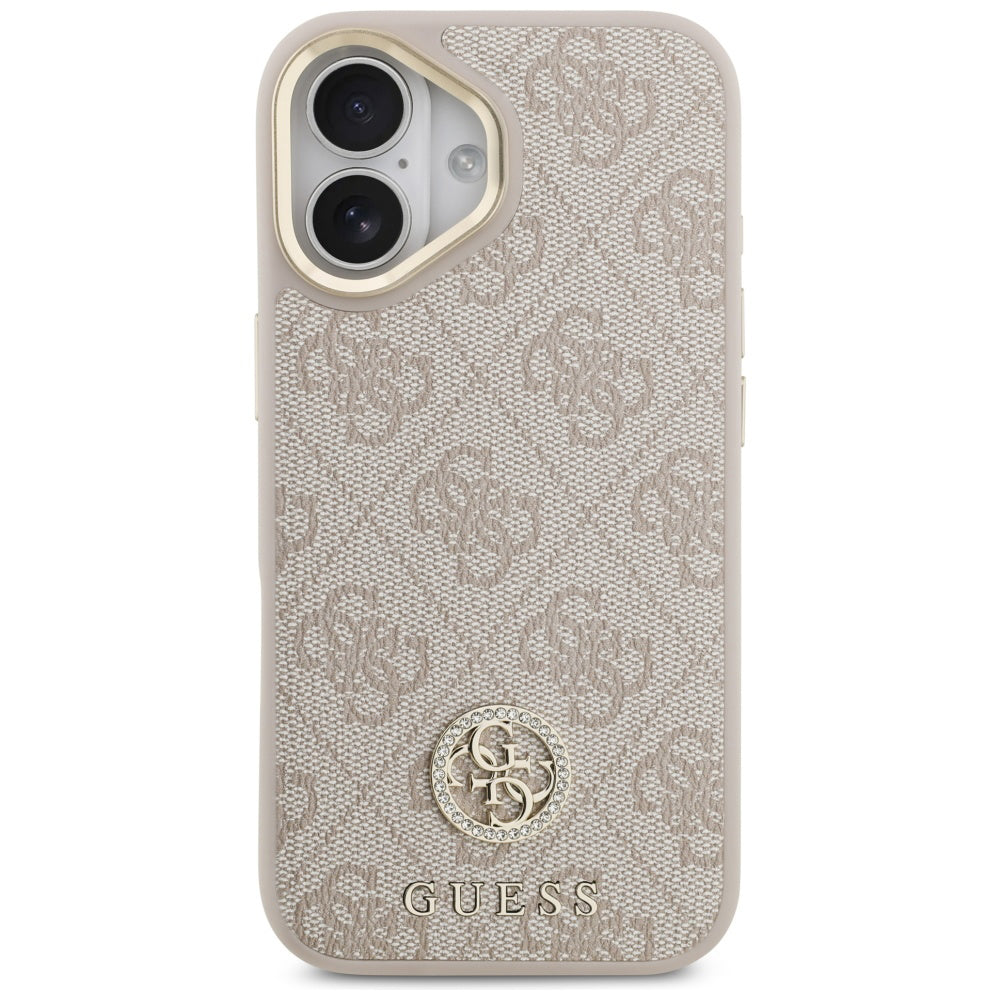 Custodia per Apple iPhone 17, Guess, 4G Strass Logo and Big Strap, Rosa