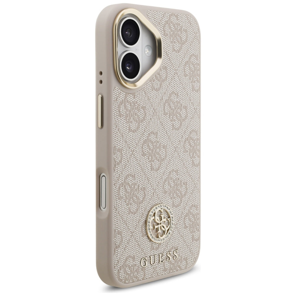 Custodia per Apple iPhone 17, Guess, 4G Strass Logo and Big Strap, Rosa