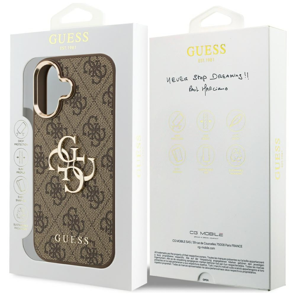 Case for Apple iPhone 17, Guess, Big 4G Logo Classic, Golden Brown
