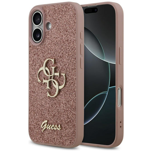 Custodia per Apple iPhone 17, Guess, Fixed Glitter Big 4G, Rosa