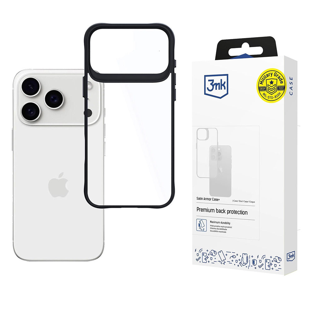 Custodia per Apple iPhone 17 Pro, 3MK, Satin Armor Case+, Nera