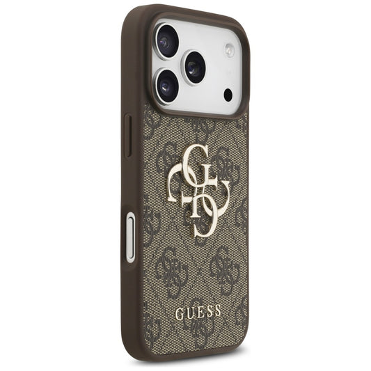 Custodia per Apple iPhone 17 Pro, Guess, 4G Classic Logo con Cinturino di Perle, Marrone