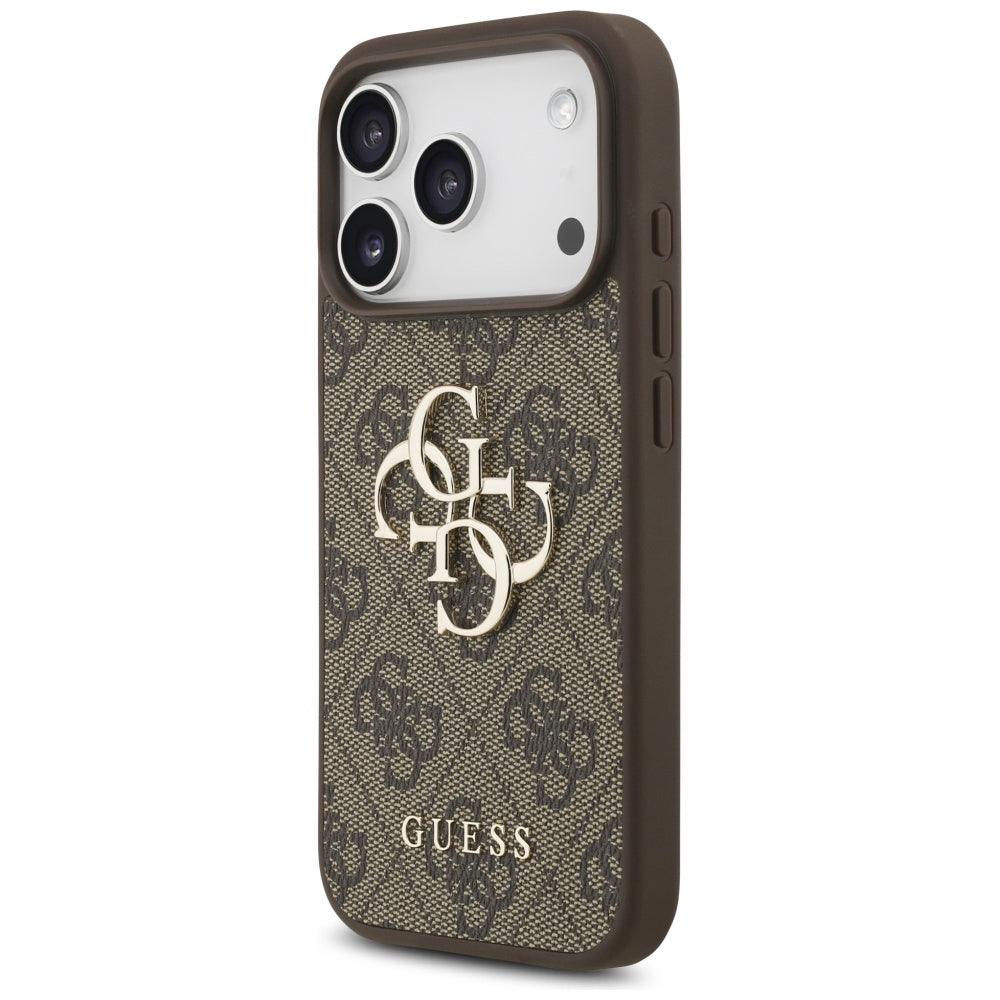 Custodia per Apple iPhone 17 Pro, Guess, 4G Classic Logo con Cinturino di Perle, Marrone