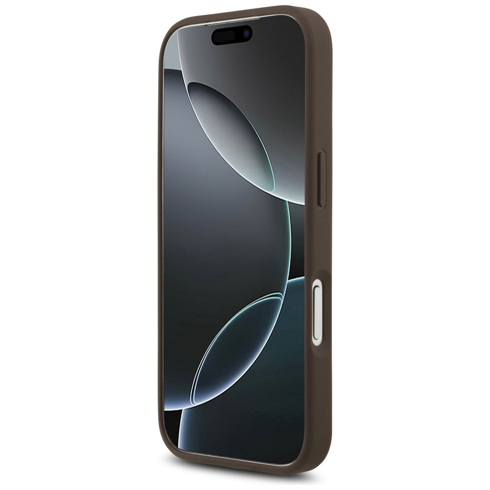 Custodia per Apple iPhone 17 Pro, Guess, 4G Classic Logo con Cinturino di Perle, Marrone