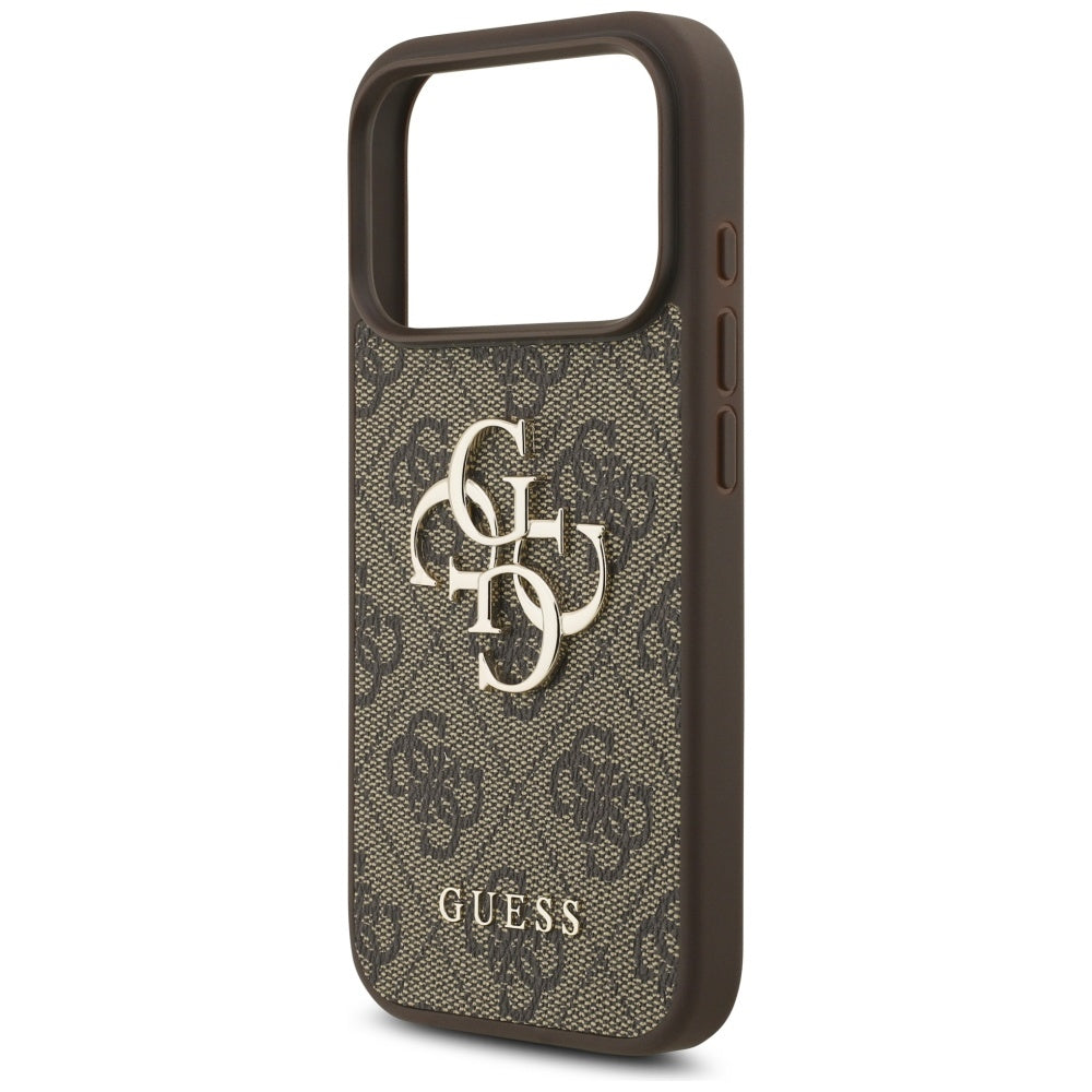 Custodia per Apple iPhone 17 Pro, Guess, 4G Classic Logo con Cinturino di Perle, Marrone