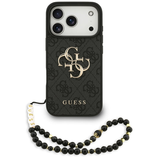 Custodia per Apple iPhone 17 Pro, Guess, 4G Classic Logo con Cinturino, Nera