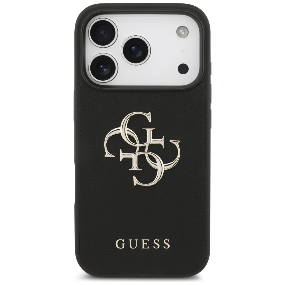 Custodia per Apple iPhone 17 Pro, Guess, 4G Grained Big and Classic Logo, Nera