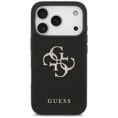 Custodia per Apple iPhone 17 Pro, Guess, 4G Grained Big and Classic Logo, Nera