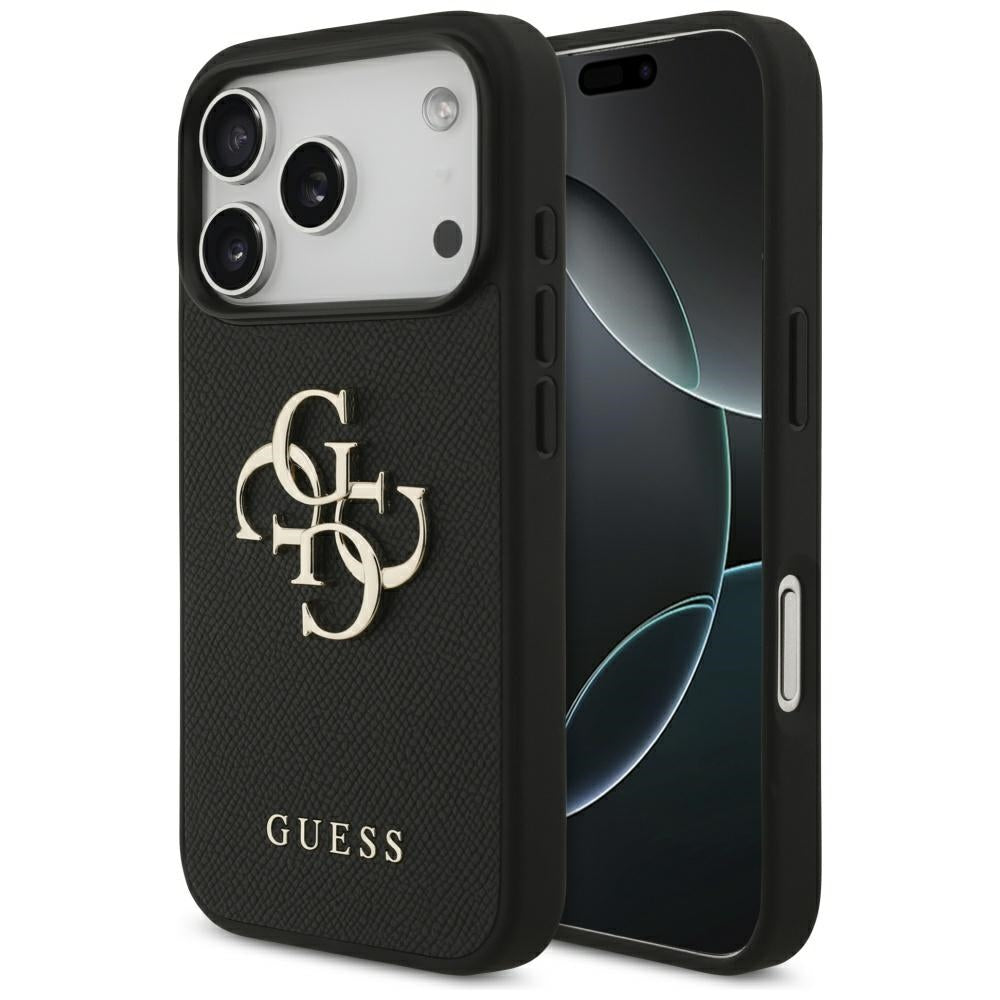 Custodia per Apple iPhone 17 Pro, Guess, 4G Grained Big and Classic Logo, Nera