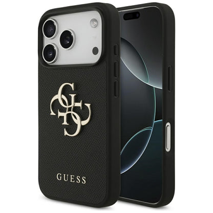 Custodia per Apple iPhone 17 Pro, Guess, 4G Grained Big and Classic Logo, Nera