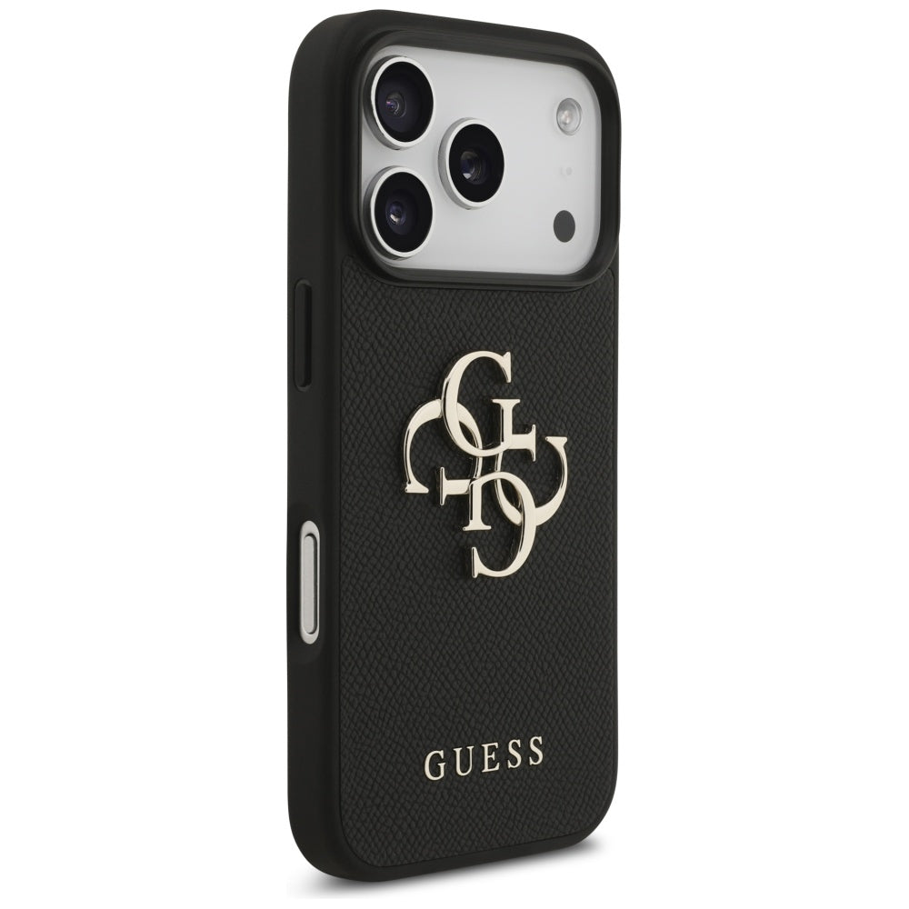 Custodia per Apple iPhone 17 Pro, Guess, 4G Grained Big and Classic Logo, Nera