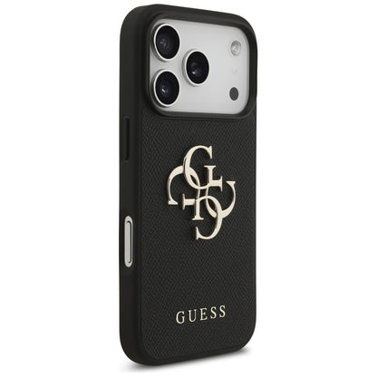 Custodia per Apple iPhone 17 Pro, Guess, 4G Grained Big and Classic Logo, Nera
