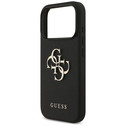 Custodia per Apple iPhone 17 Pro, Guess, 4G Grained Big and Classic Logo, Nera
