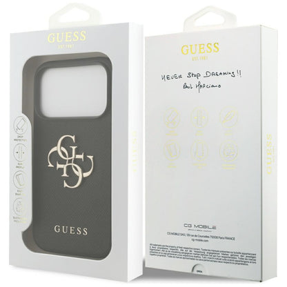 Custodia per Apple iPhone 17 Pro, Guess, 4G Grained Big and Classic Logo, Nera