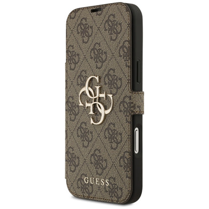 Custodia per Apple iPhone 17 Pro, Guess, Logo Metallico 4G, Marrone