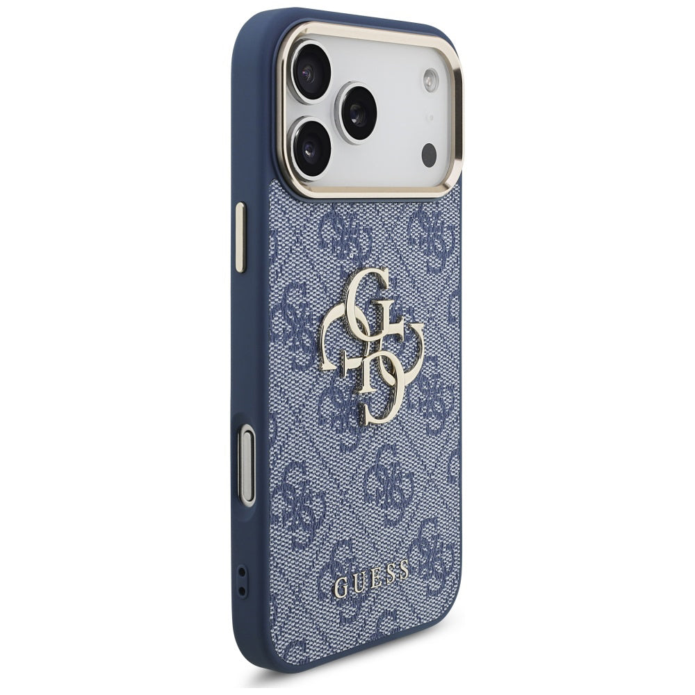 Custodia per Apple iPhone 17 Pro, Guess, Big 4G Logo Classic, Blu Dorato