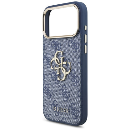 Custodia per Apple iPhone 17 Pro, Guess, Big 4G Logo Classic, Blu Dorato