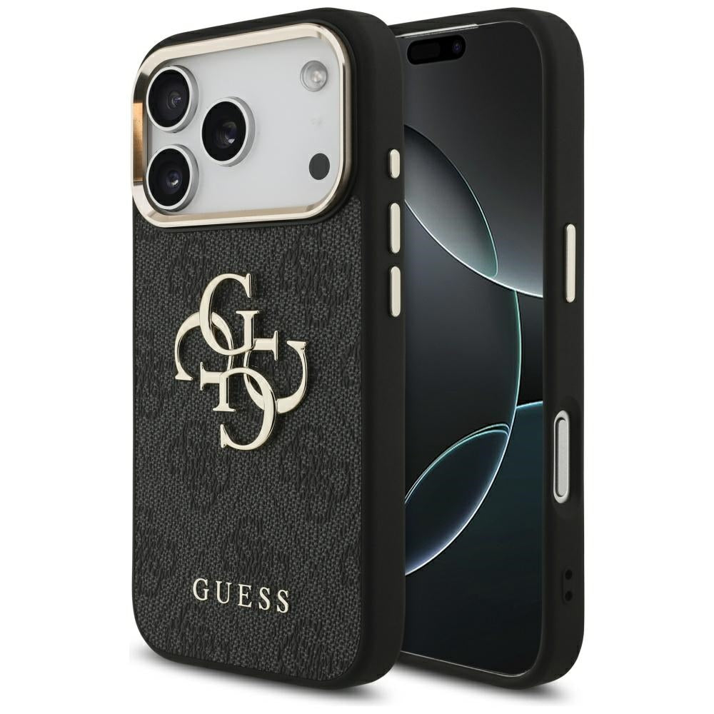Custodia per Apple iPhone 17 Pro, Guess, Big 4G Logo Classic, Nera Dorata