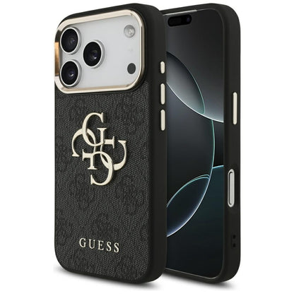 Custodia per Apple iPhone 17 Pro, Guess, Big 4G Logo Classic, Nera Dorata
