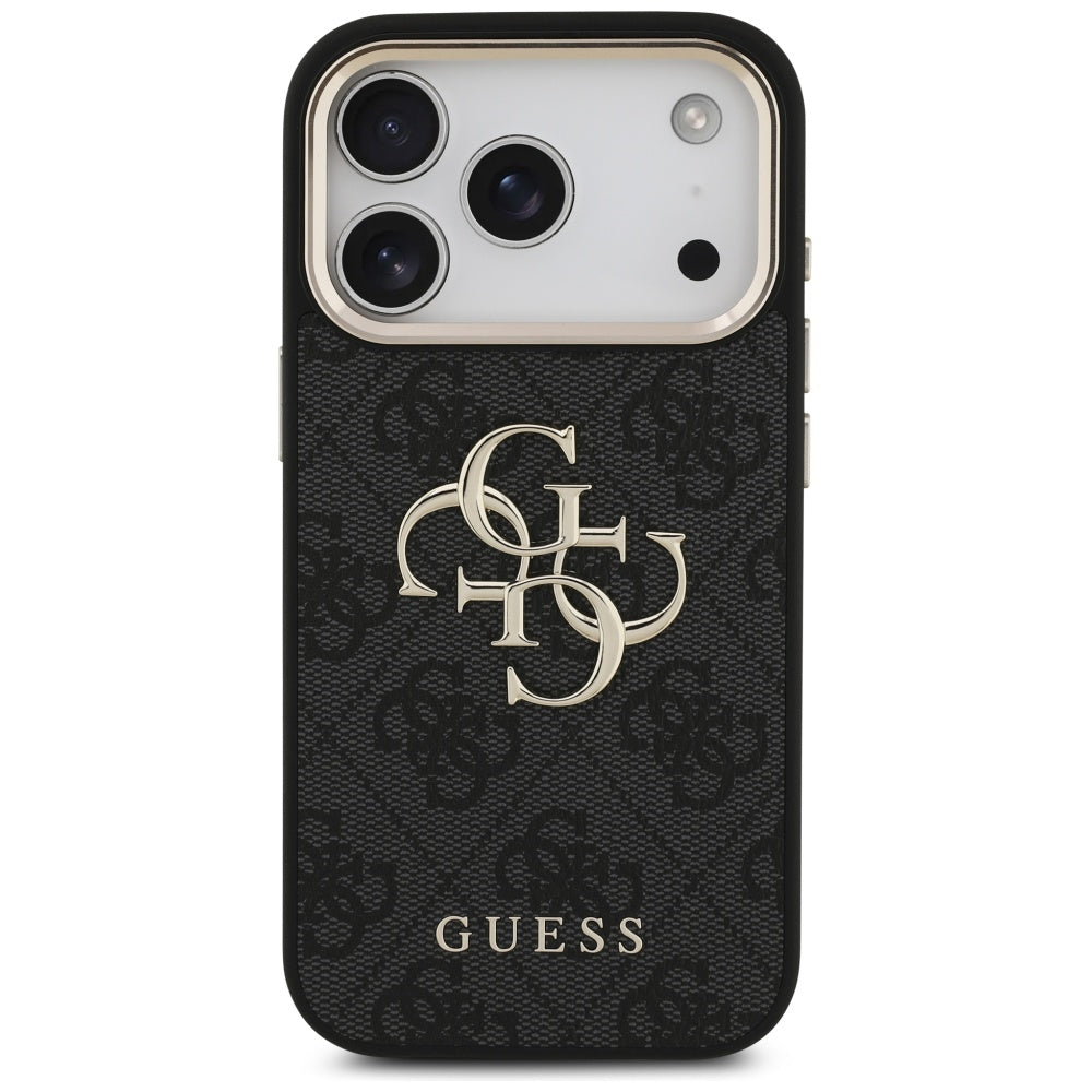 Custodia per Apple iPhone 17 Pro, Guess, Big 4G Logo Classic, Nera Dorata