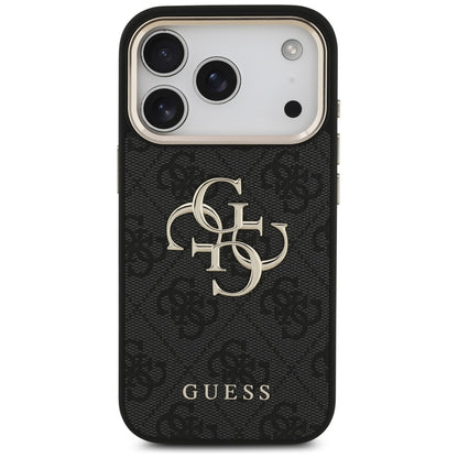 Custodia per Apple iPhone 17 Pro, Guess, Big 4G Logo Classic, Nera Dorata