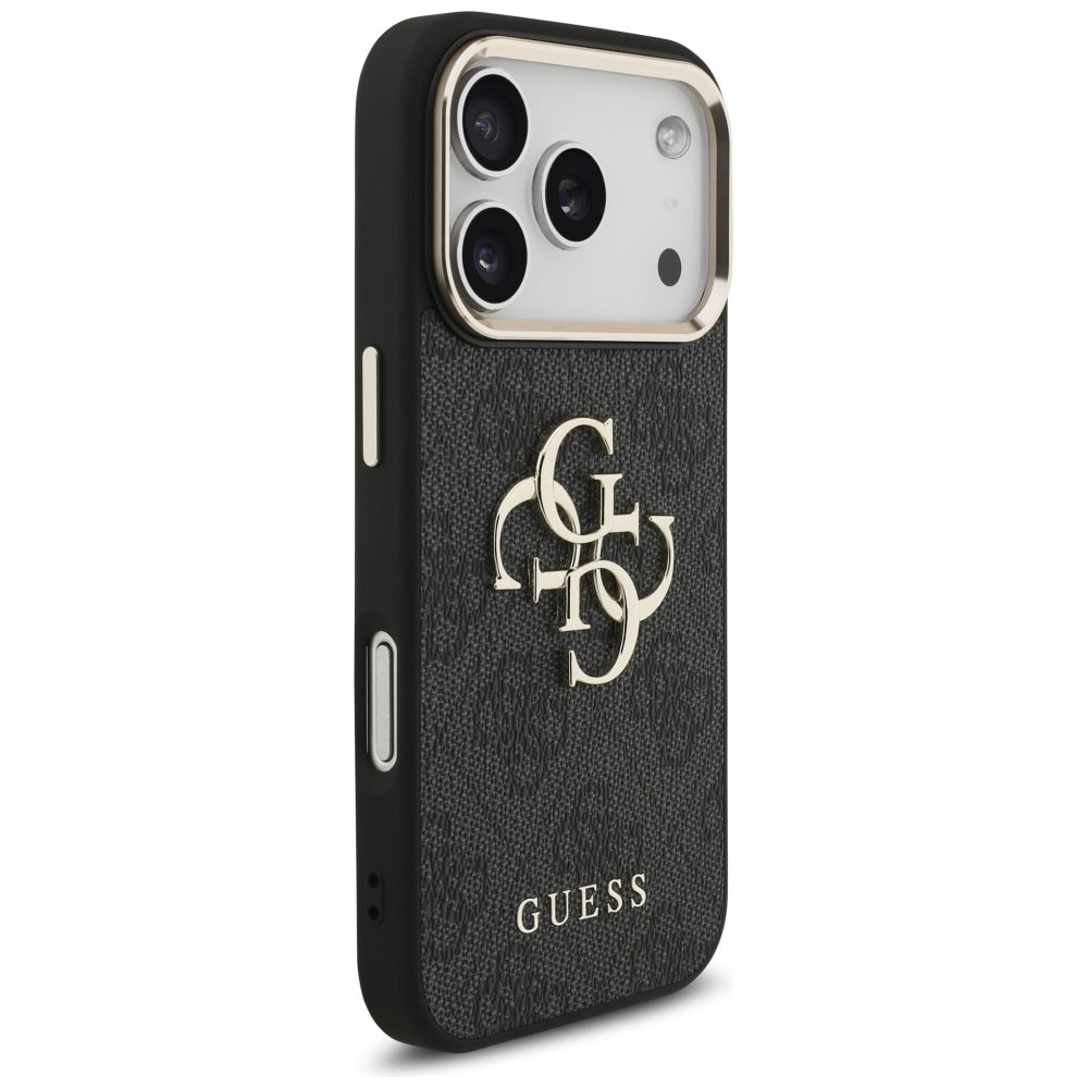 Custodia per Apple iPhone 17 Pro, Guess, Big 4G Logo Classic, Nera Dorata