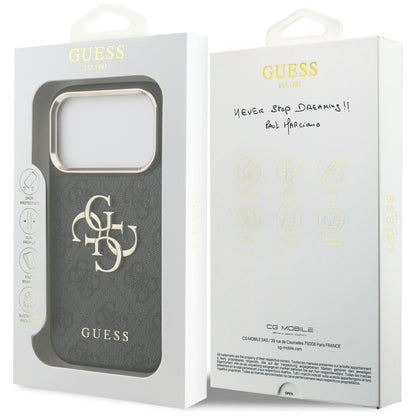 Custodia per Apple iPhone 17 Pro, Guess, Big 4G Logo Classic, Nera Dorata