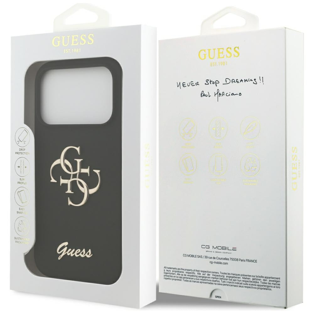Custodia per Apple iPhone 17 Pro, Guess, Big 4G Script, Nera