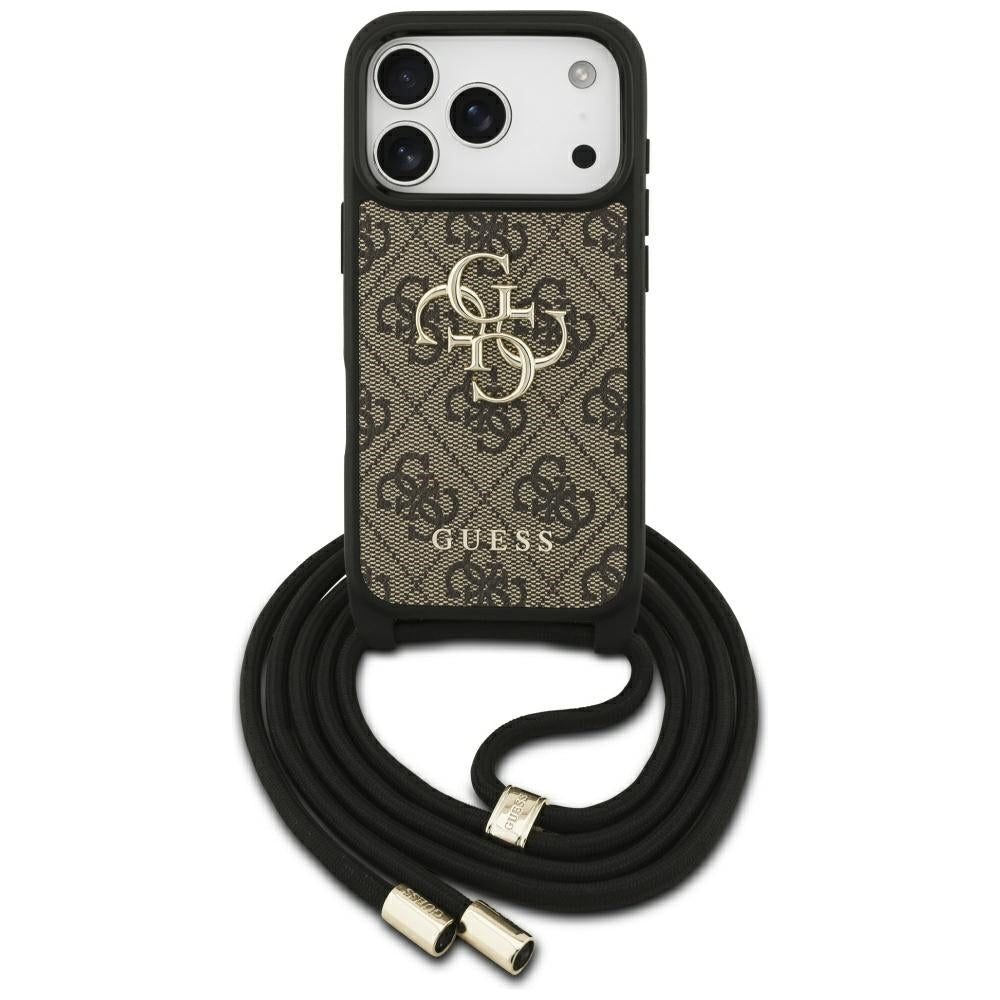 Custodia per Apple iPhone 17 Pro, Guess, Crossbody Cord 4G Big Log, Marrone
