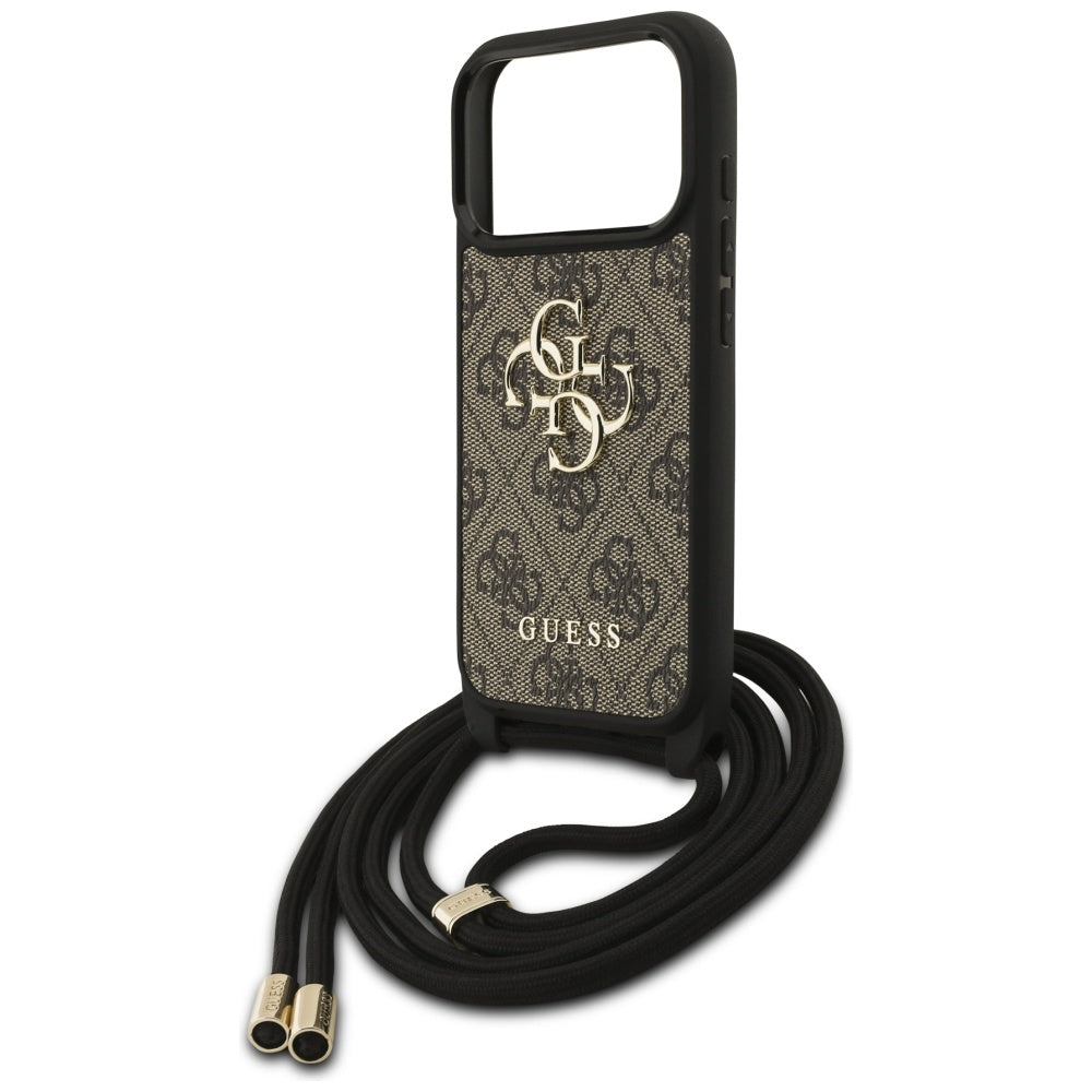 Custodia per Apple iPhone 17 Pro, Guess, Crossbody Cord 4G Big Log, Marrone