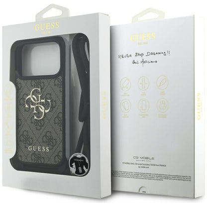 Custodia per Apple iPhone 17 Pro, Guess, Crossbody Cord 4G Big Log, Marrone