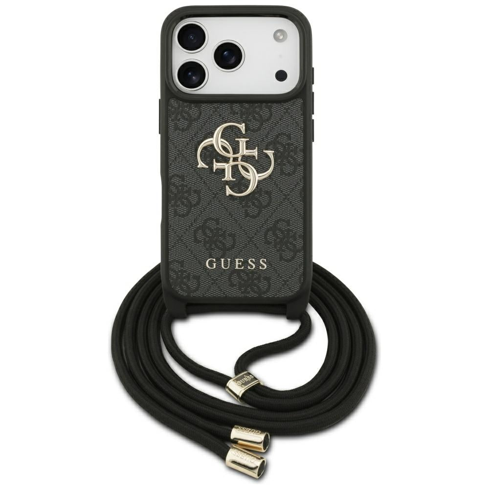 Custodia per Apple iPhone 17 Pro, Guess, Crossbody Cord 4G Big Log, Nera