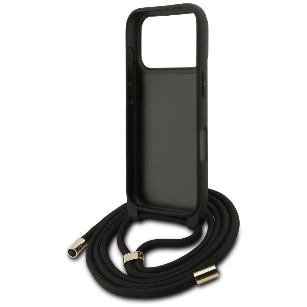 Custodia per Apple iPhone 17 Pro, Guess, Crossbody Cord 4G Big Log, Nera