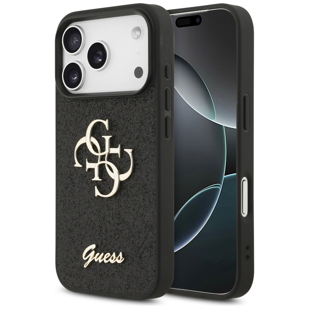 Custodia per Apple iPhone 17 Pro, Guess, Fixed Glitter Big 4G, Nera