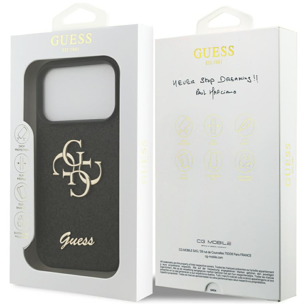 Custodia per Apple iPhone 17 Pro, Guess, Fixed Glitter Big 4G, Nera