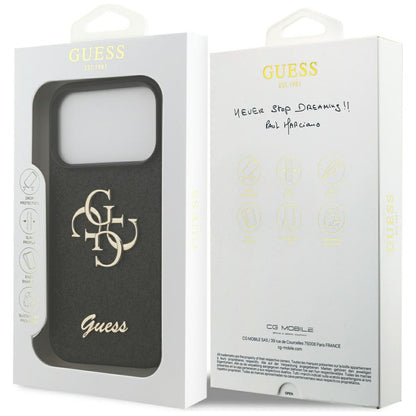 Custodia per Apple iPhone 17 Pro, Guess, Fixed Glitter Big 4G, Nera