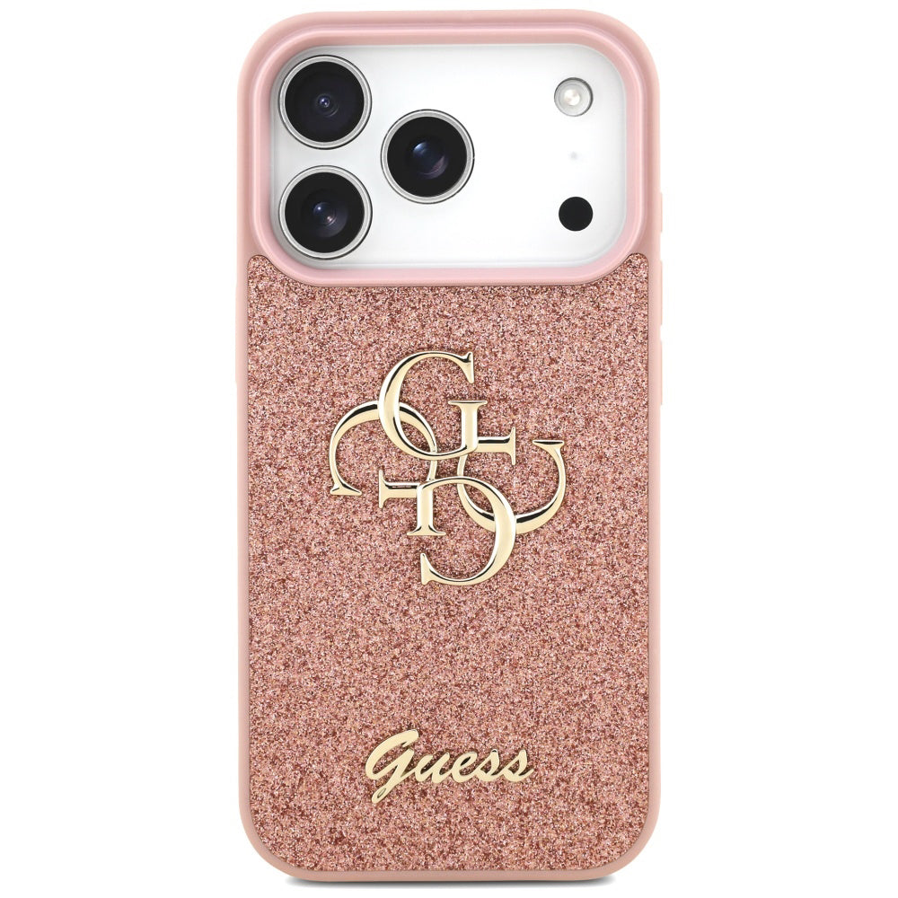 Custodia per Apple iPhone 17 Pro, Guess, Fixed Glitter Big 4G, Rosa