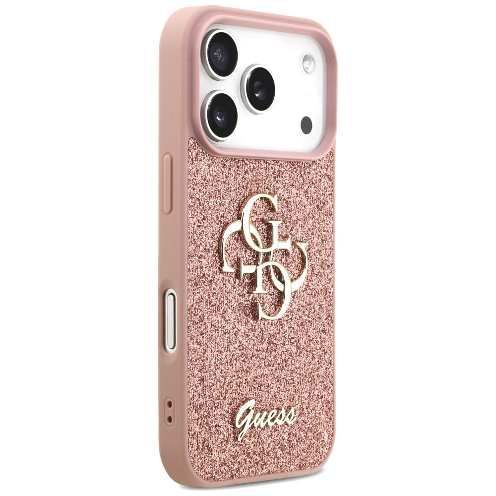 Custodia per Apple iPhone 17 Pro, Guess, Fixed Glitter Big 4G, Rosa