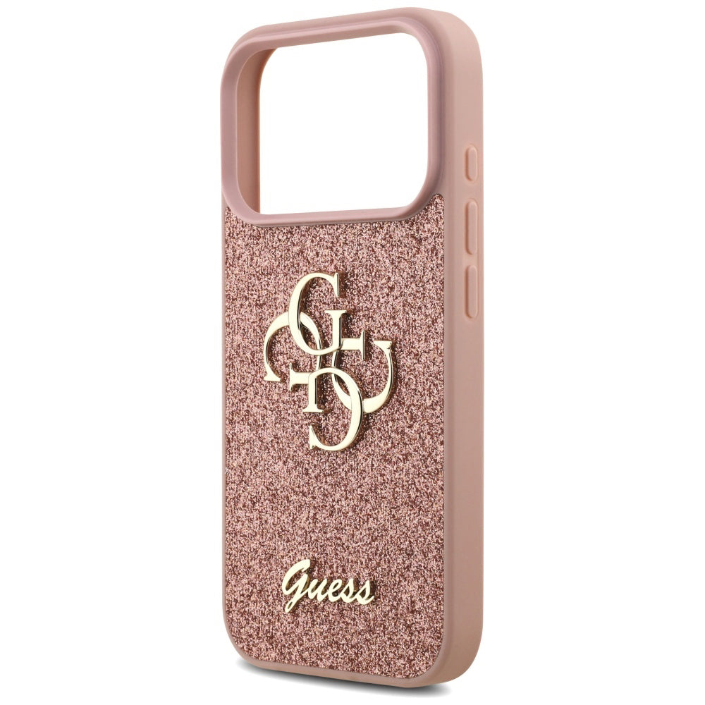 Custodia per Apple iPhone 17 Pro, Guess, Fixed Glitter Big 4G, Rosa