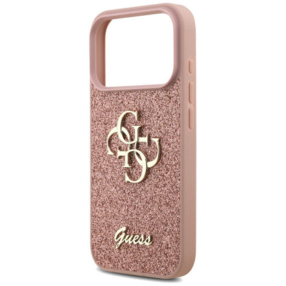 Custodia per Apple iPhone 17 Pro, Guess, Fixed Glitter Big 4G, Rosa