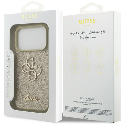 Custodia per Apple iPhone 17 Pro, Guess, Fixed Glitter Big 4G, Rosa