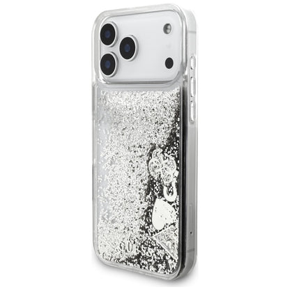 Custodia per Apple iPhone 17 Pro, Guess, Liquid Glitter Charms, Argento