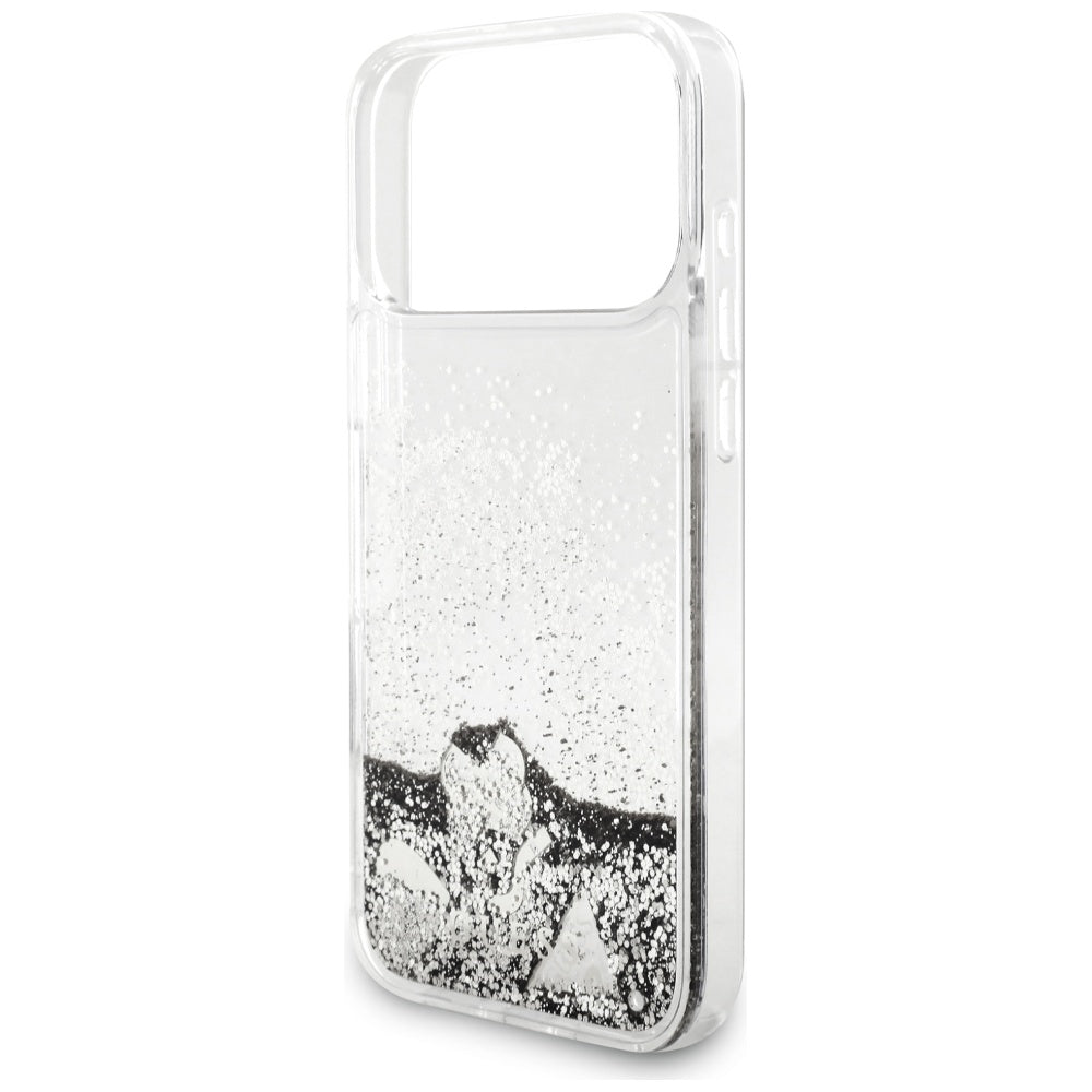 Custodia per Apple iPhone 17 Pro, Guess, Liquid Glitter Charms, Argento