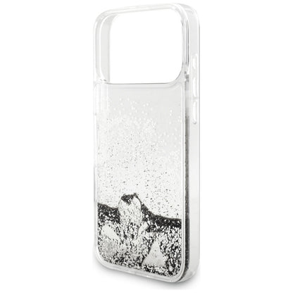 Custodia per Apple iPhone 17 Pro, Guess, Liquid Glitter Charms, Argento