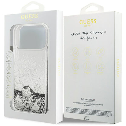 Custodia per Apple iPhone 17 Pro, Guess, Liquid Glitter Charms, Argento