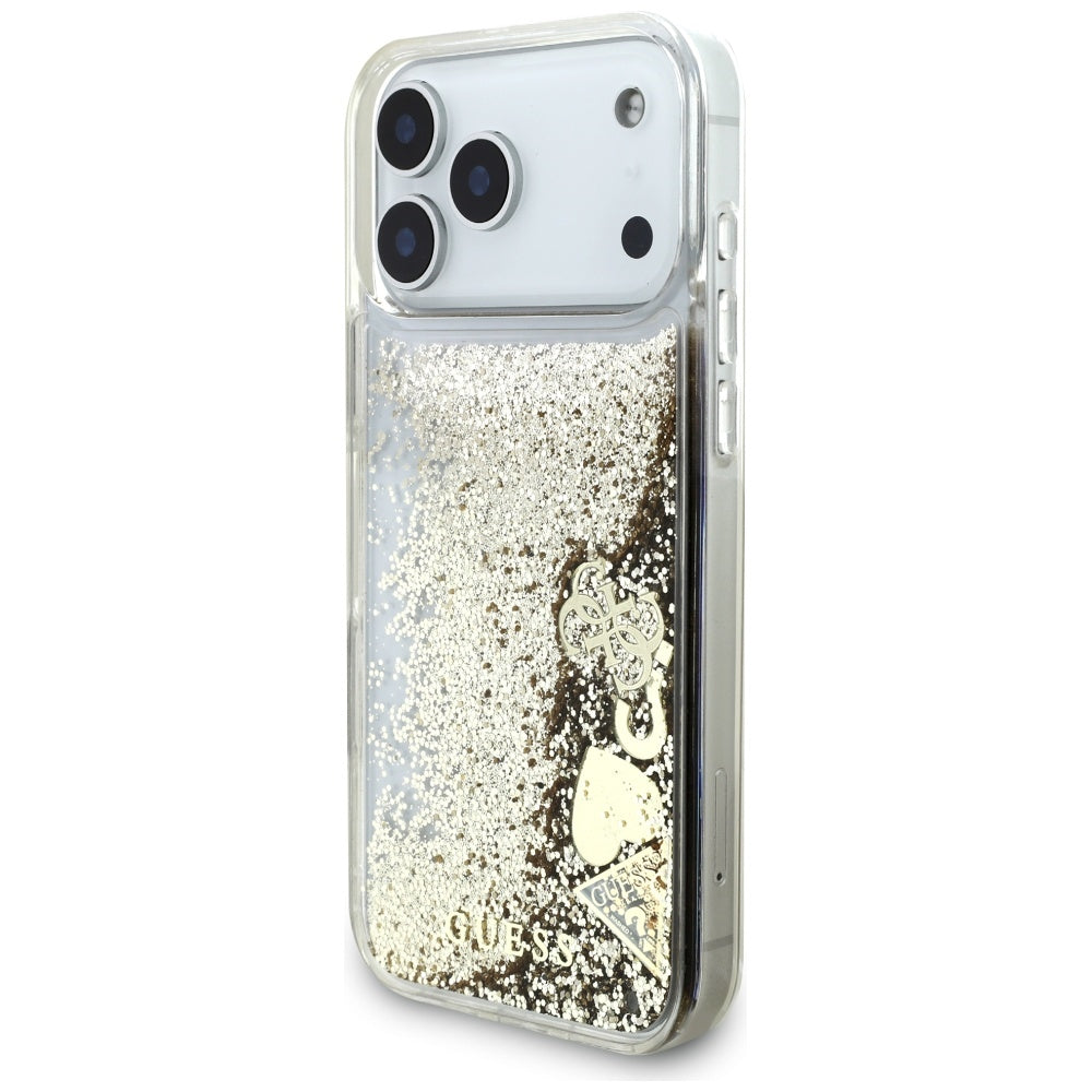 Custodia per Apple iPhone 17 Pro, Guess, Liquid Glitter Charms, Dorata