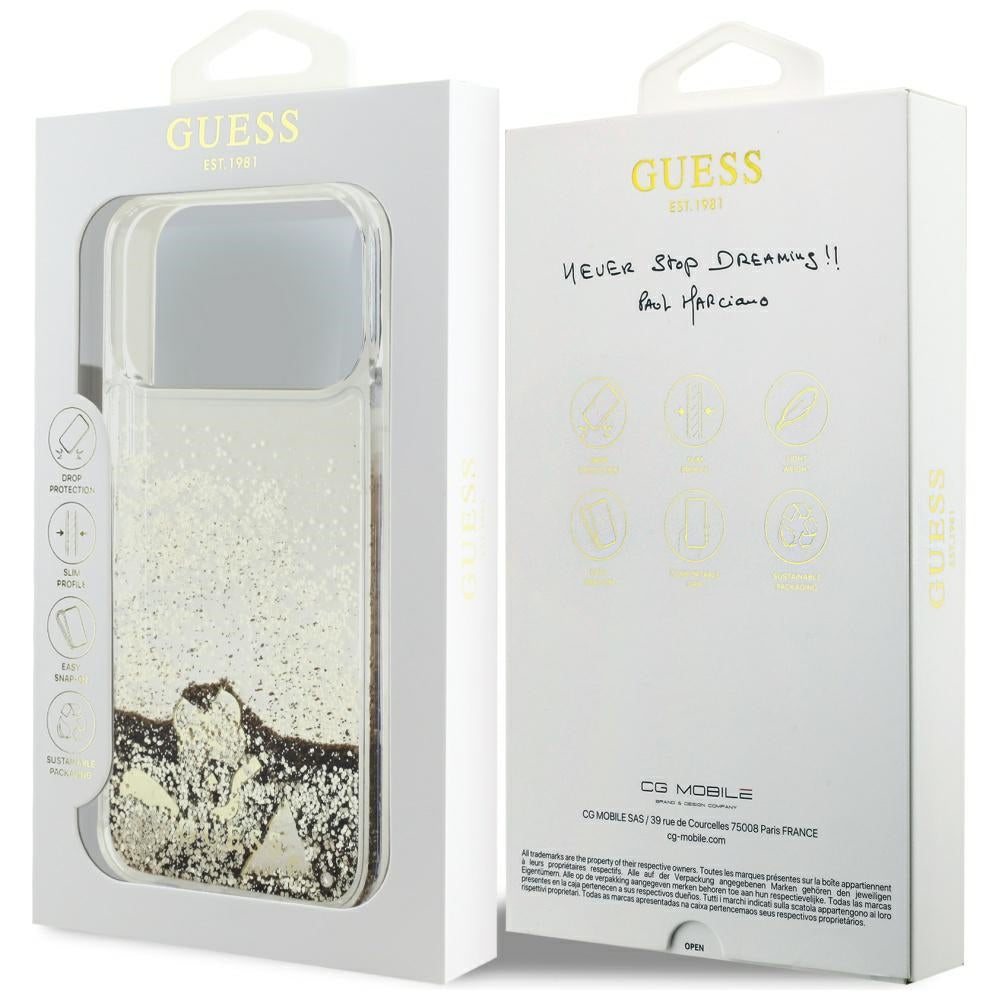 Custodia per Apple iPhone 17 Pro, Guess, Liquid Glitter Charms, Dorata